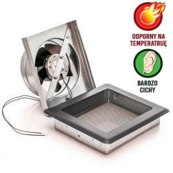 Bezgłośny wysokotemperaturowy wentylator nawiewny do 70°C z kratką 125mm