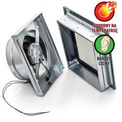 Bezgłośny wysokotemperaturowy wentylator ścienny z kratką fi