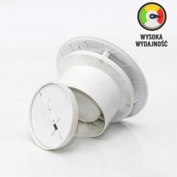 Wydajny wentylator łazienkowy z timerem Ø100mm okrągły biały mat
