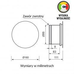 Wydajny wentylator łazienkowy czujnik wilgoci Ø100mm okrągły