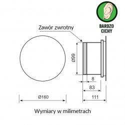 Wydajny wentylator łazienkowy z timerem Ø100mm okrągły biały