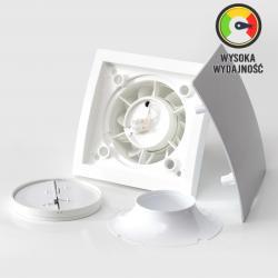 Wydajny wentylator łazienkowy 169m³ Elipsa PVC 100mm z łożyskiem kulkowym i zaworem