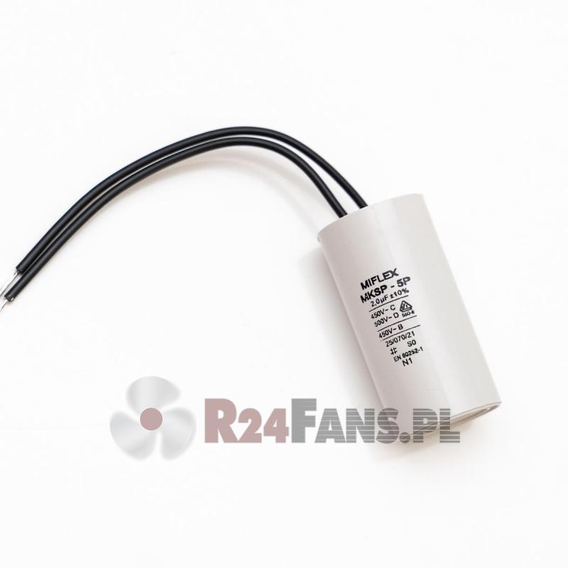 Kondensator silnikowy 2 µF 450V MIFLEX MKSP-5P do wentylatorów