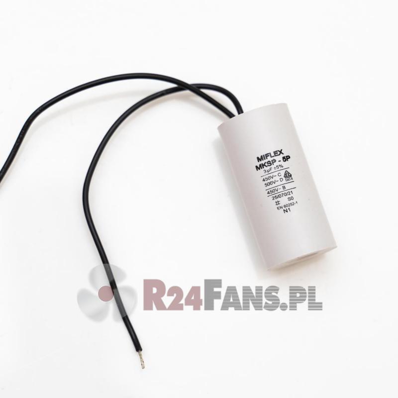 Kondensator silnikowy 3 µF 450V MIFLEX MKSP-5P do wentylatorów